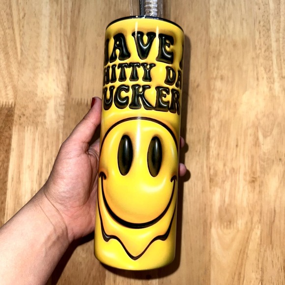 Have a Poopy Day Yellow Smiley Tumbler - Picture 1 of 4